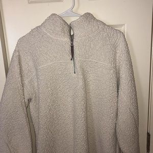 fuzzy white pullover